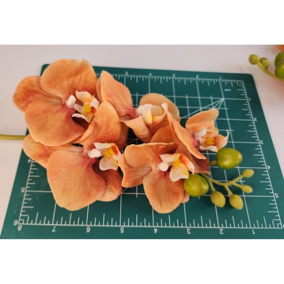 Artificial Orange Orchid Stem | Phalaenopsis Faux Flower | Realistic Silk Orchid - Picture 7 of 8